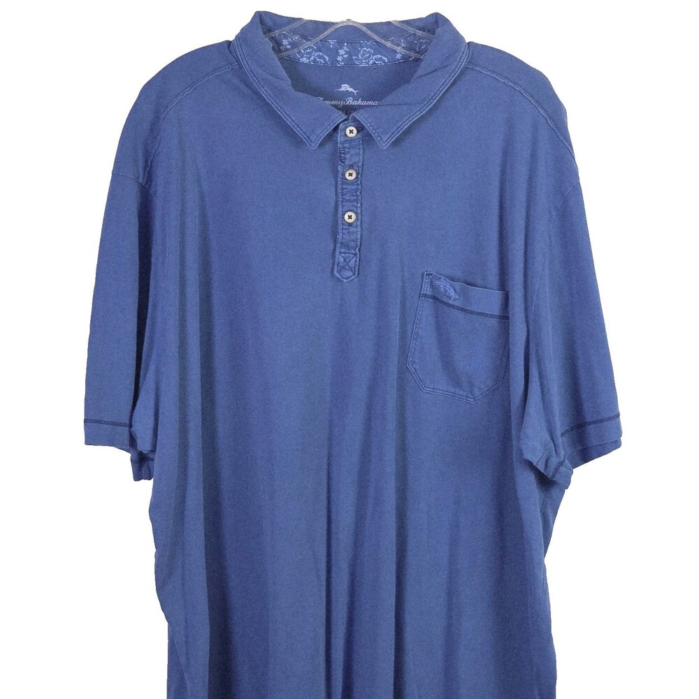 Tommy‎ Bahama Men's XXL Blue Short Sleeve Shirt *Flaws*